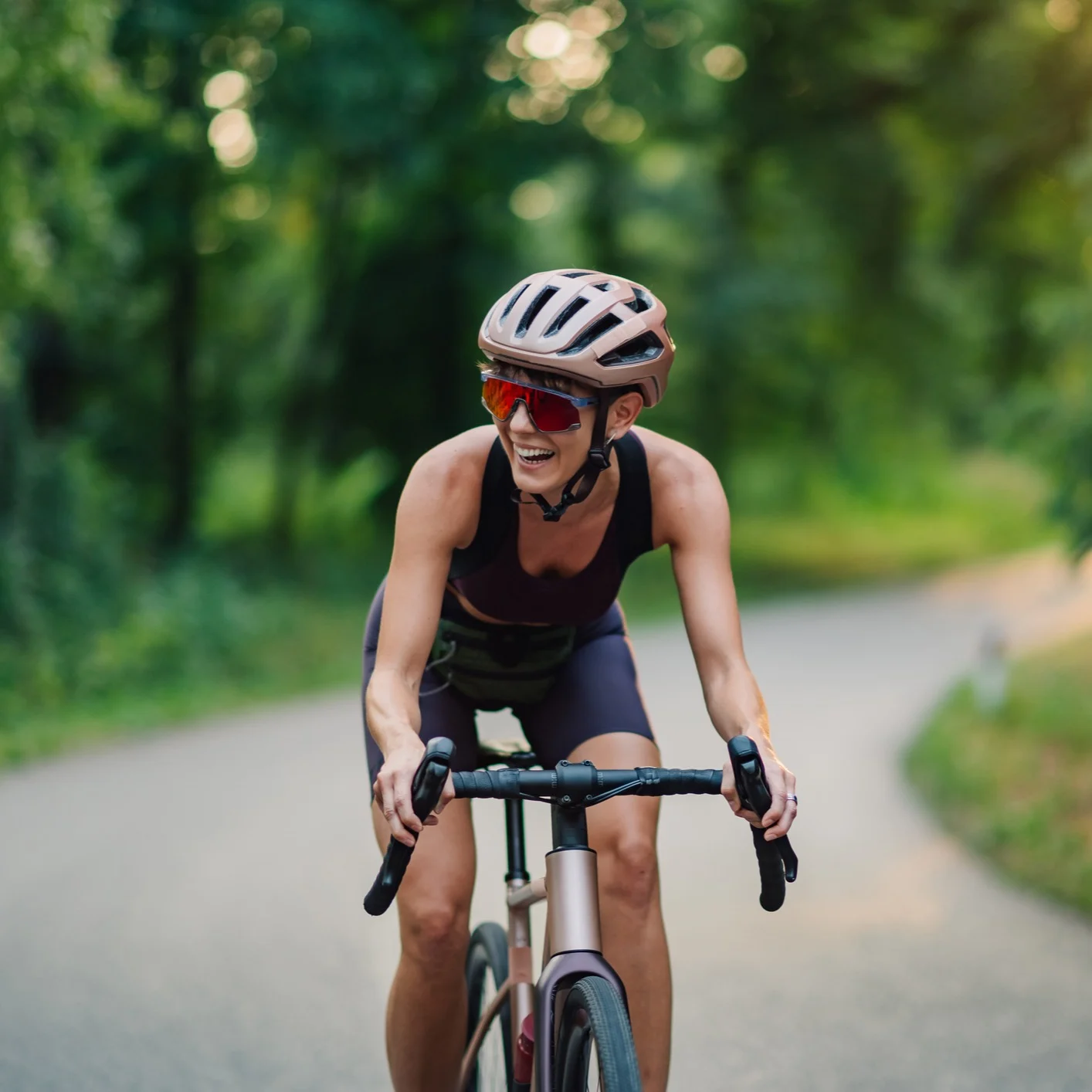 Woman riding bike