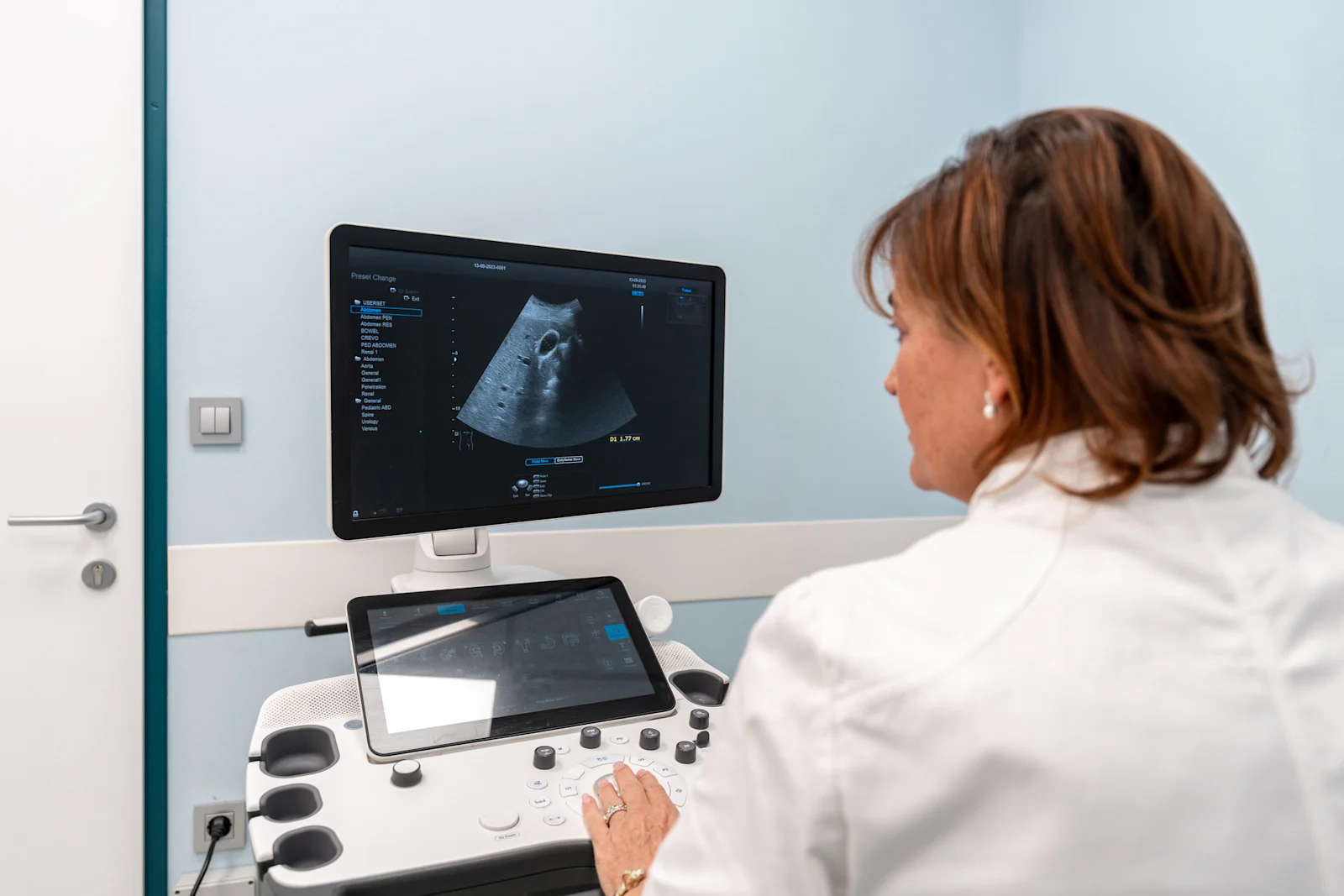 Doctor watching ultrasound