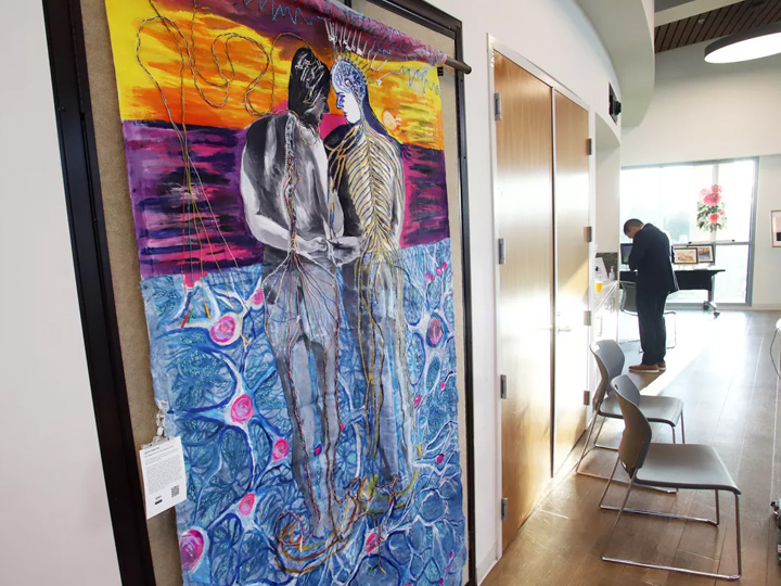 A painting at an art exhibit