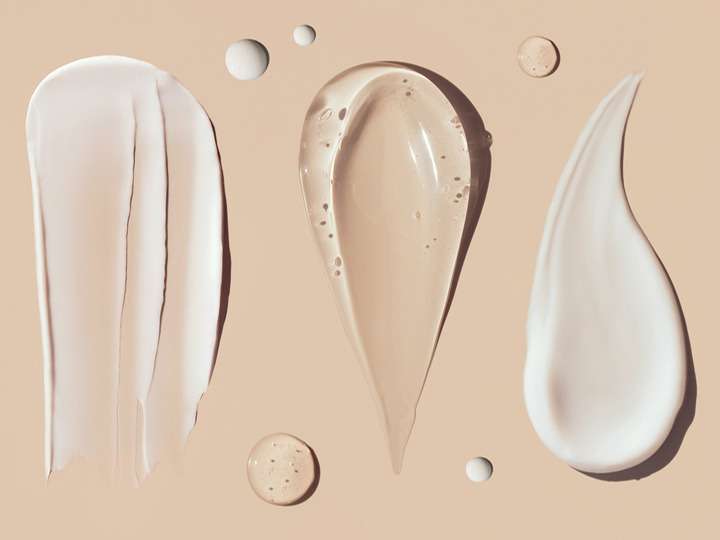 A dollop of each type of sunscreen