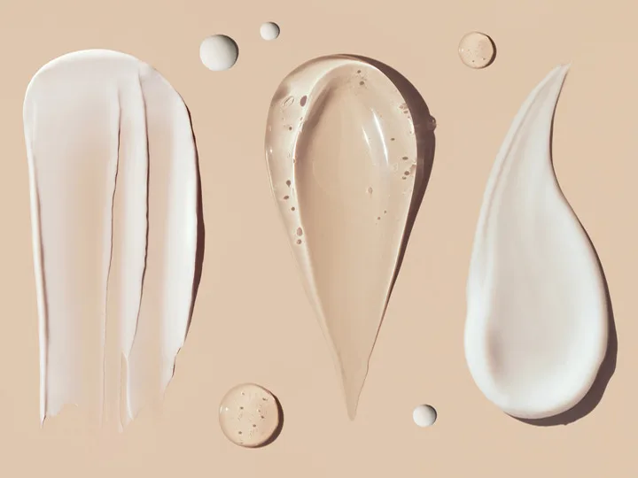 A dollop of each type of sunscreen