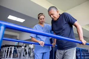 Man relearning to walk