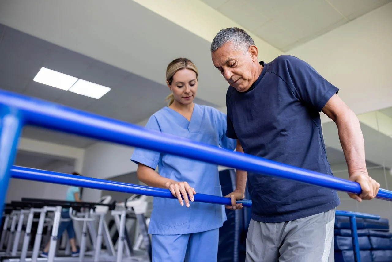 Man relearning to walk