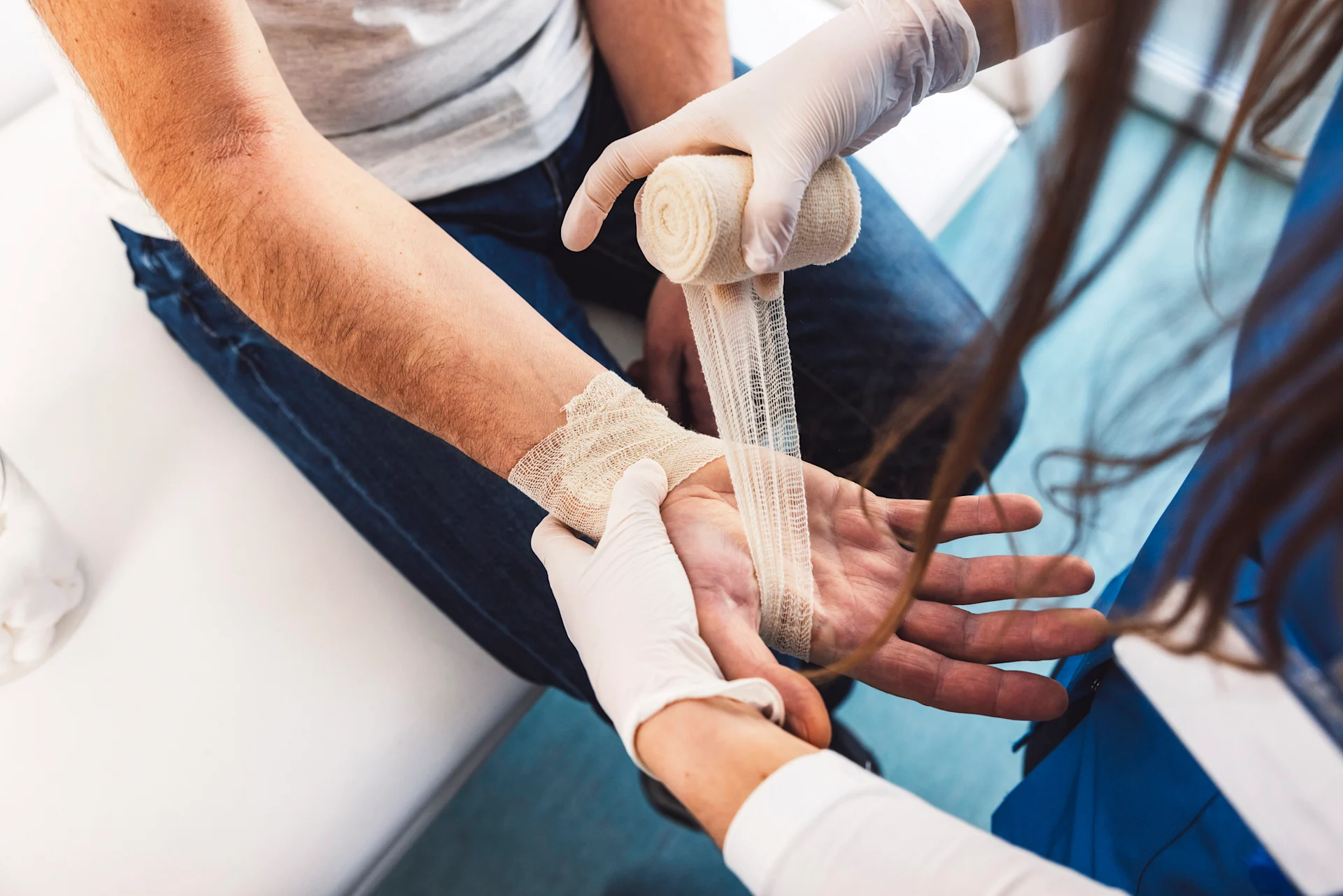 Bandaging a wrist