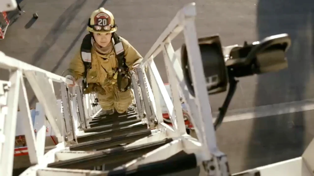 LAFD climbing ladder truck