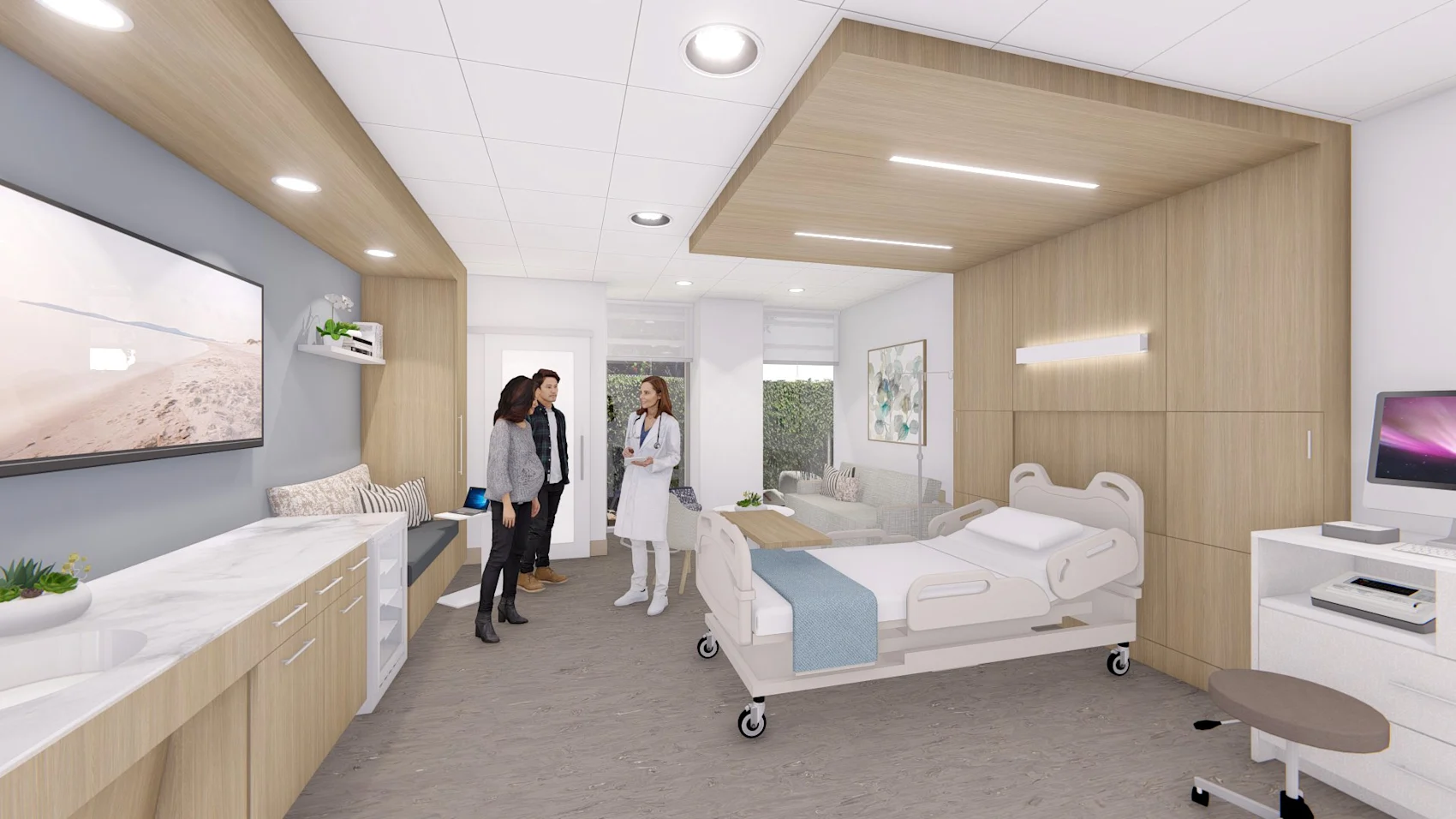A mockup of the new Fudge Family Birthing Suite