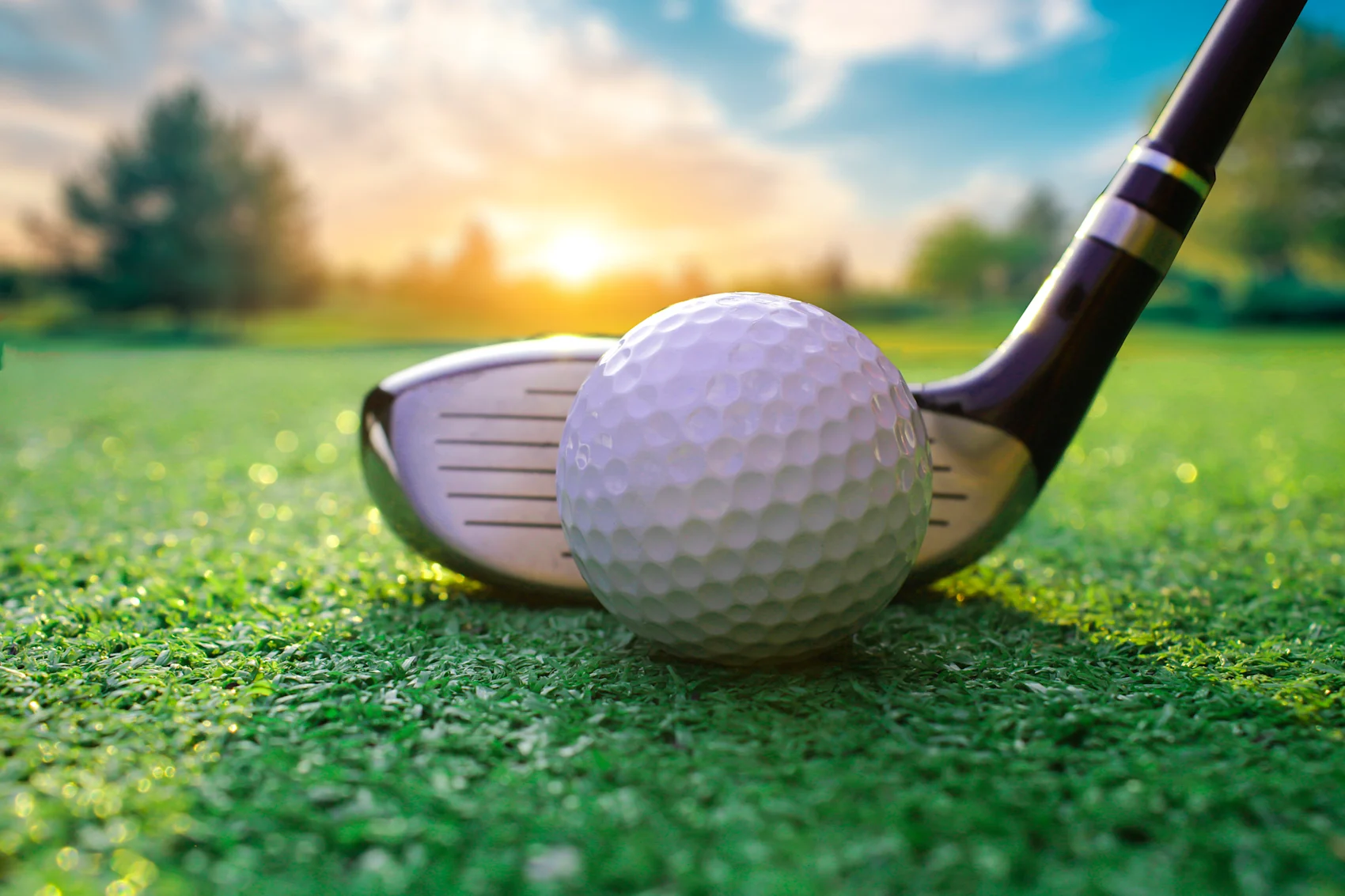 Golf club and ball close up