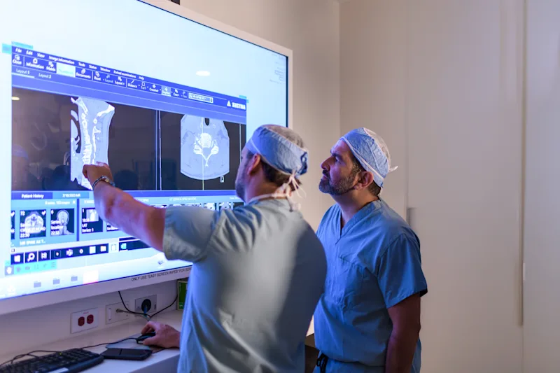 Dr. Kanter and Dr. Ozgur Looking at Screen