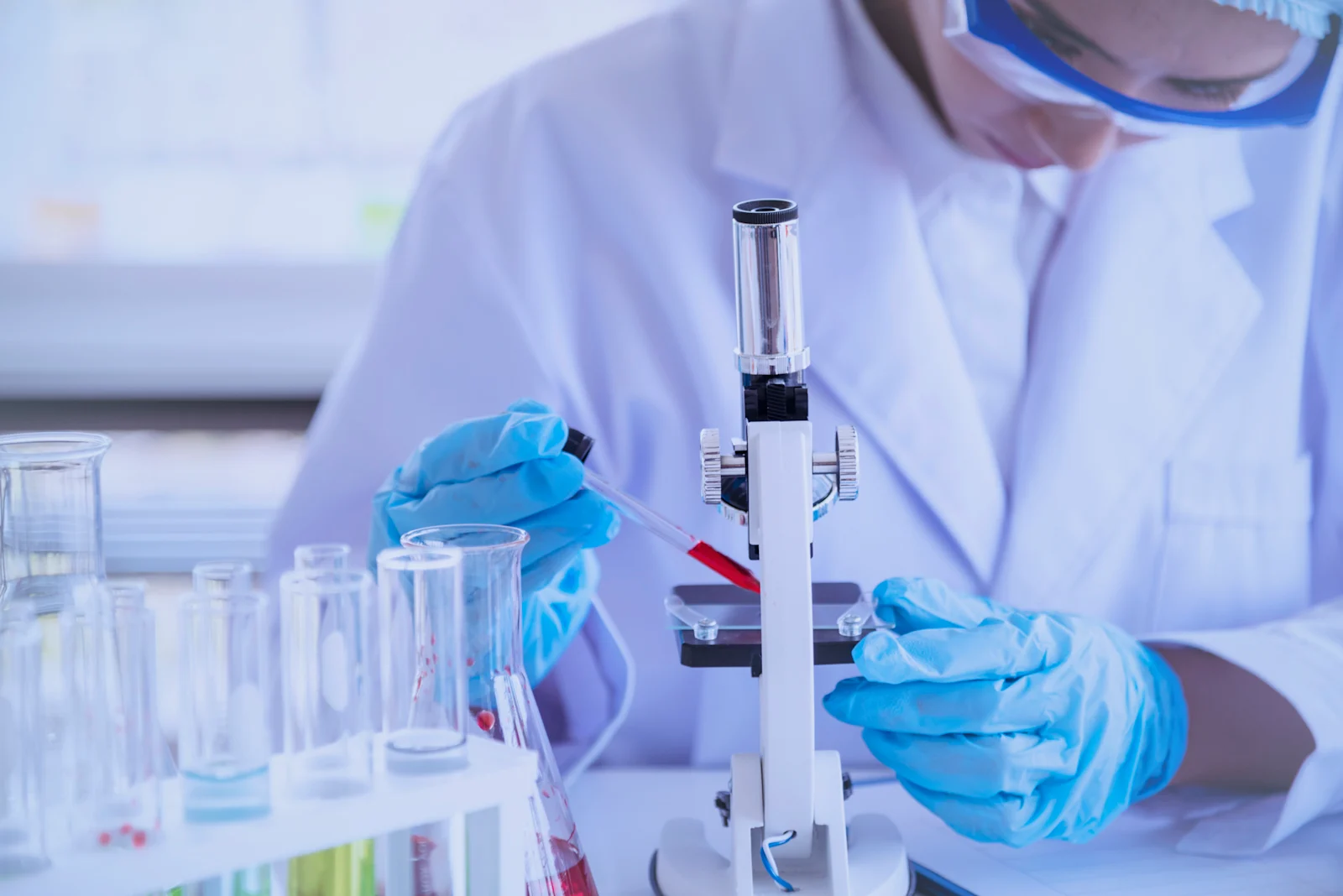 Medical Professional Testing Red Liquid