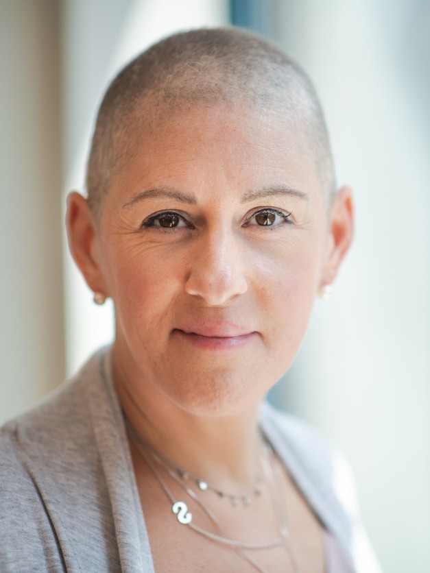 Cancer patient with shaved head