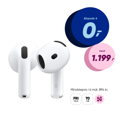 Airpods 4 uden NC 0 kr
