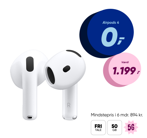 Airpods 4 uden NC 0 kr 