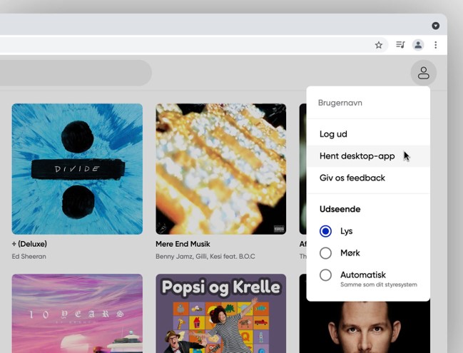 Hjælp - Telmore Musik, Installer desktop app - Image