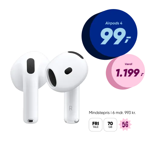 Airpods 4 uden NC 99 kr 149