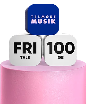 Abonnement med fri tale og 100 GB og Telmore Musik