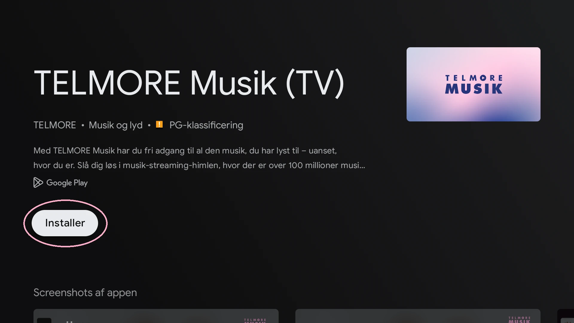 Hjælp - Android TV, Telmore Musik - Image 1