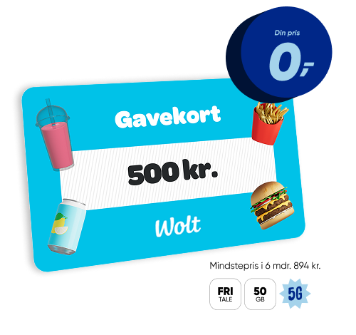 Wolt Gavekort banner 500 kr