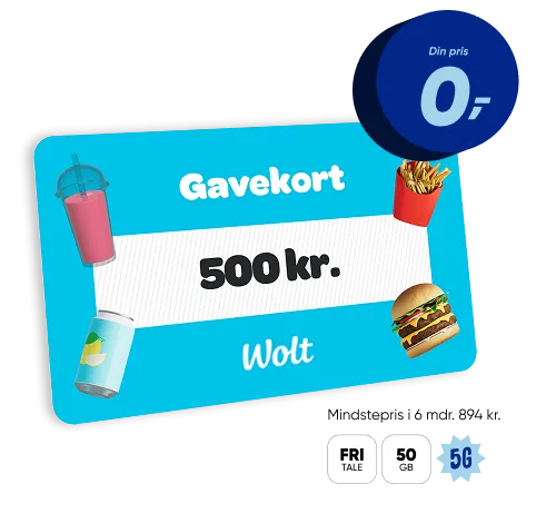 Wolt Gavekort banner 500 kr
