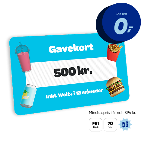 Wolt Gavekort banner 500 kr