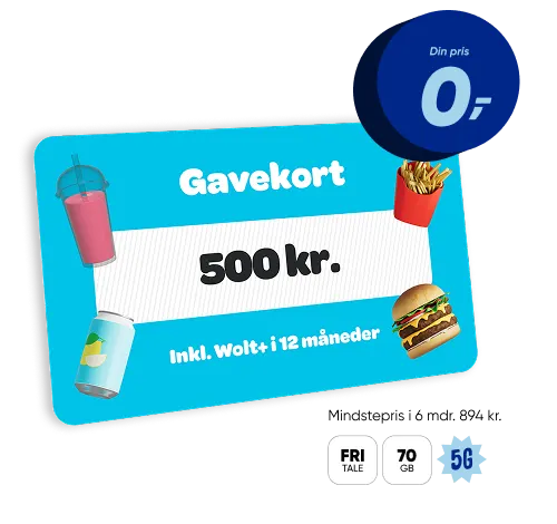 Wolt Gavekort banner 500 kr