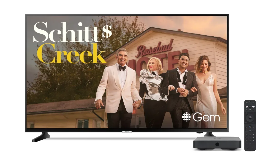 The CBC Original Schitt’s Creek shown on a TV.