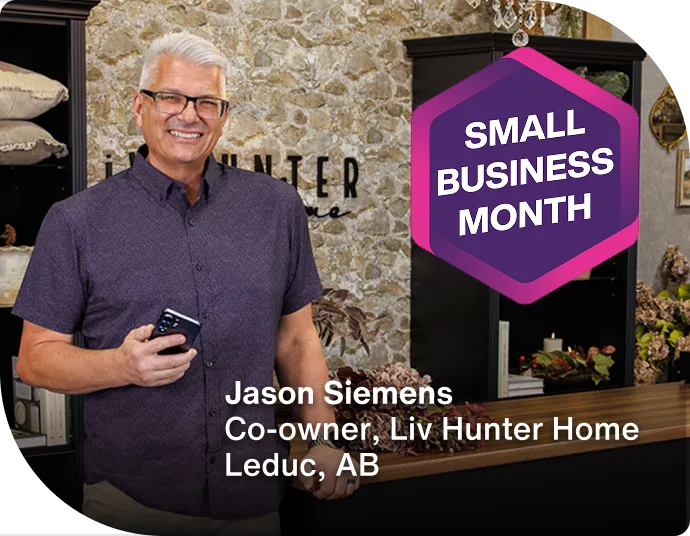Business owner holding phone