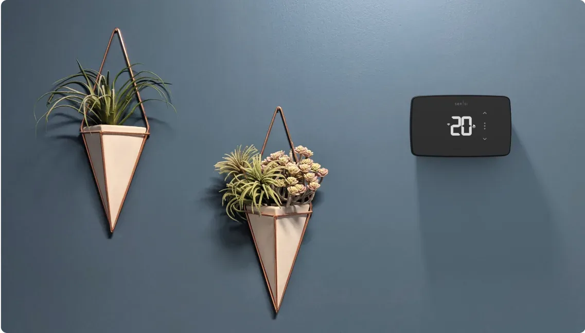 A Sensi Lite Smart thermostat displaying the temperature in a home.