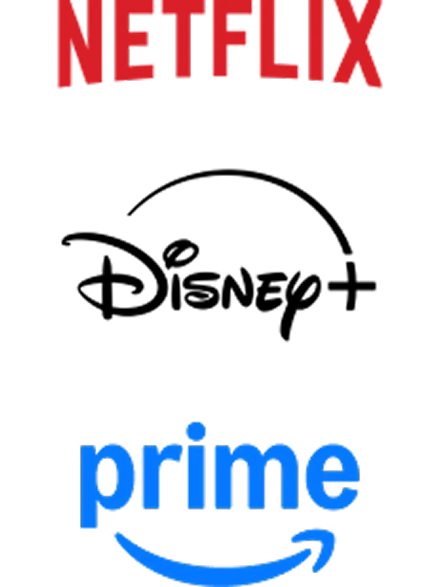Netflix, Amazon Prime, and Disney logos