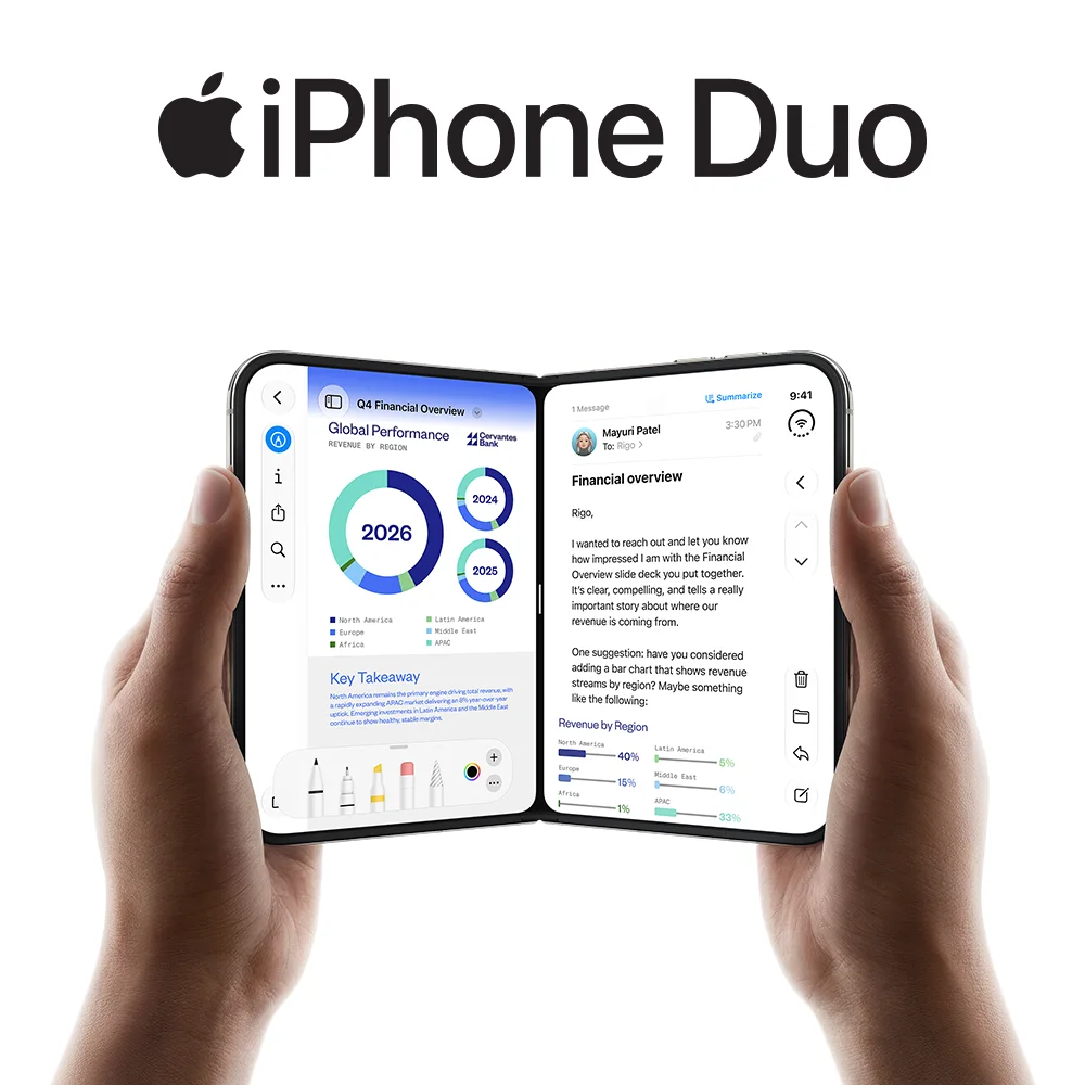 iPhone Duo device with product logo above