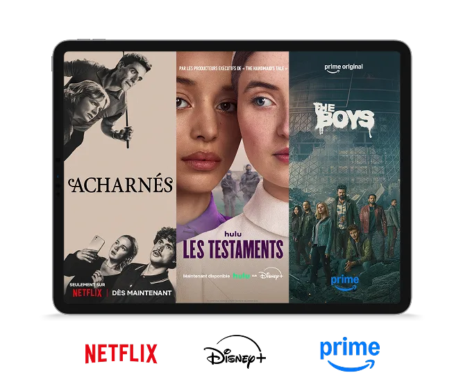Une tablette affichant les affiches de Acharnés, Les Testaments et Les Boys.