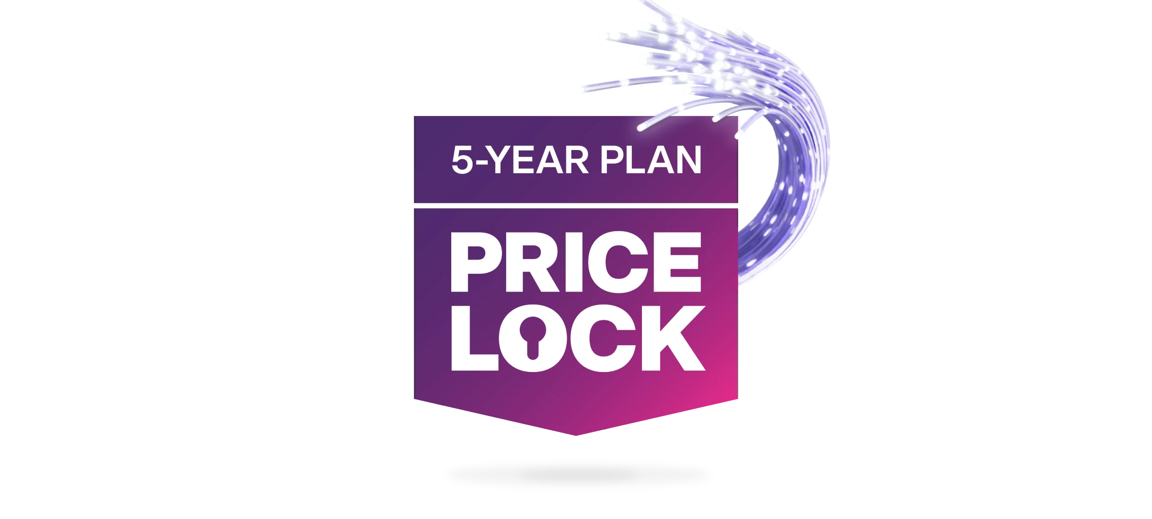 An image featuring the TELUS 5-year Internet rate plan price lock logo in a purple and pink gradient banner.