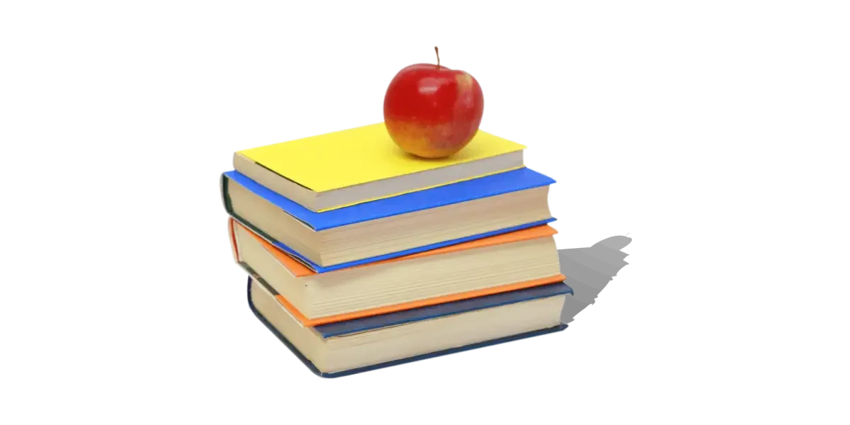 A stack of books with an apple on top