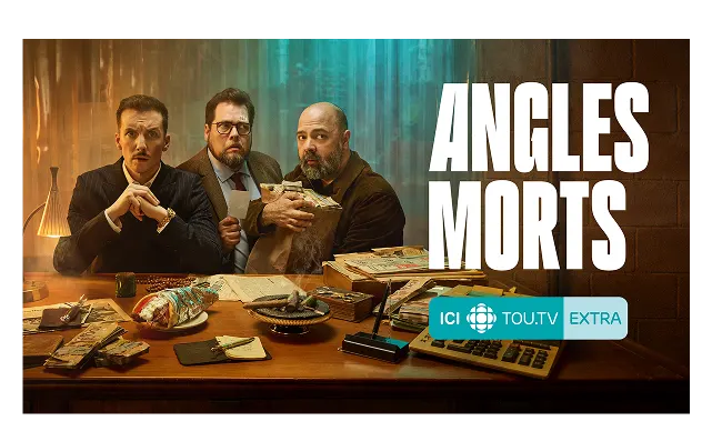 A promotional poster for 'Angles Morts' available on ICI TOU.TV EXTRA.