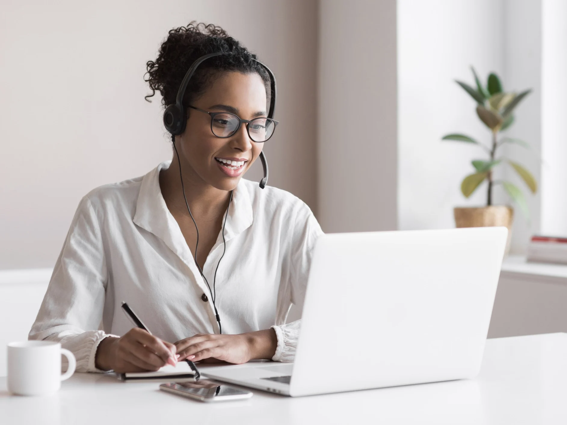 Employee using VoIP