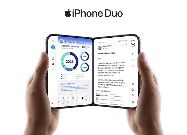 iPhone Duo device with product logo above