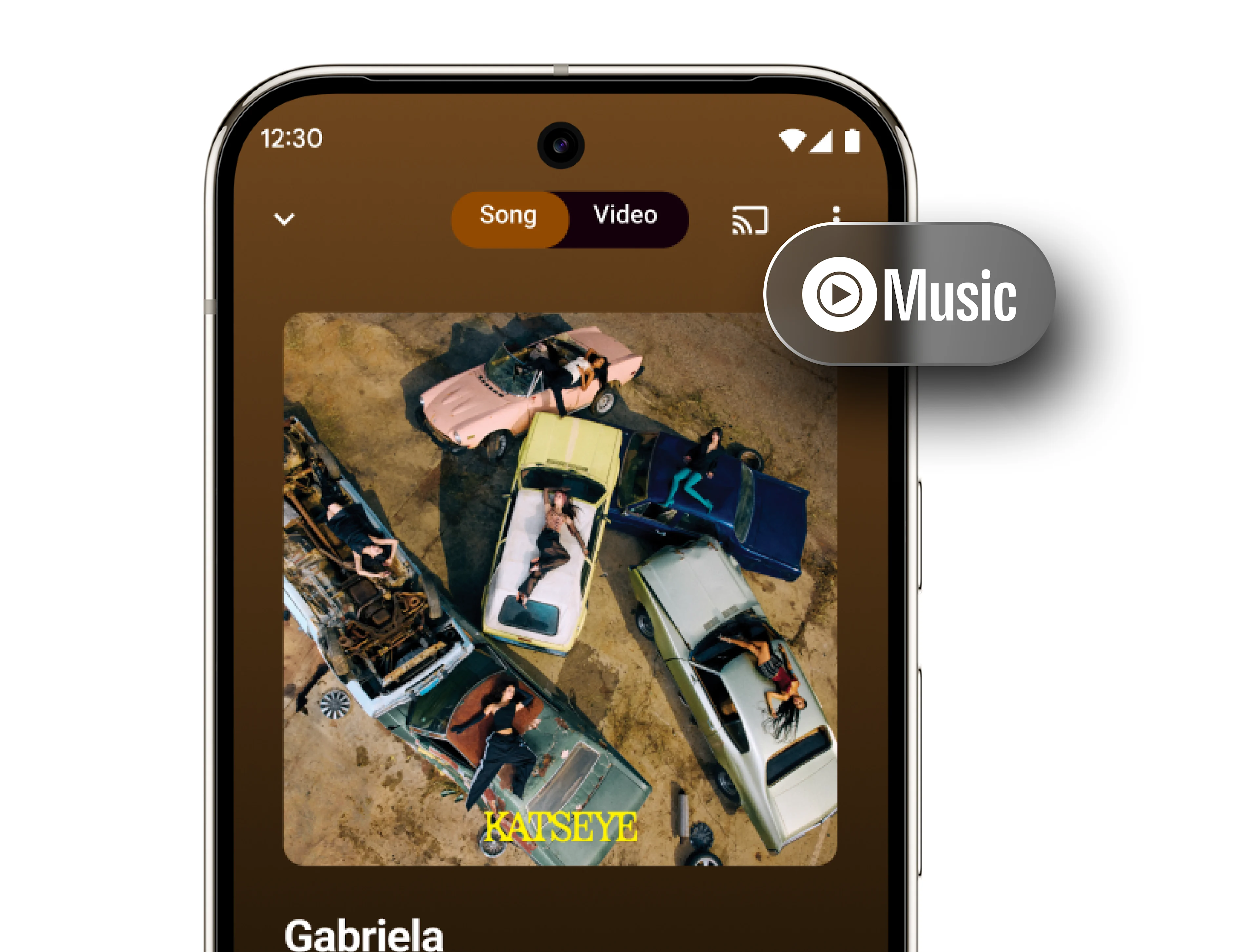 A mobile phone showing YouTube Music with background playback.