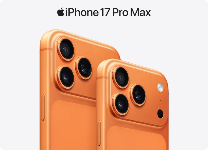 iPhone 17 Pro Max device in orange