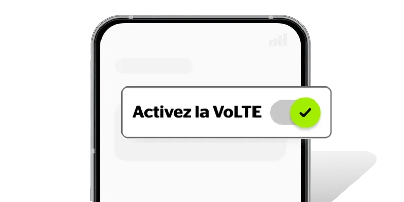 Un téléphone intelligent montrant l’option « Activer VoLTE » activée.