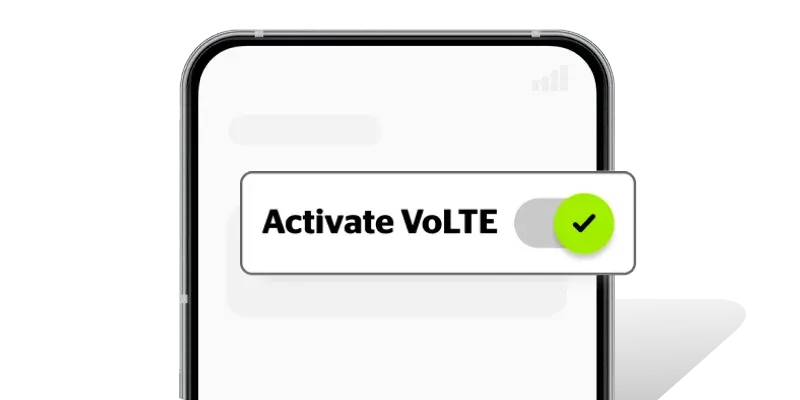 A smartphone showing “Activate VoLTE” toggled on.