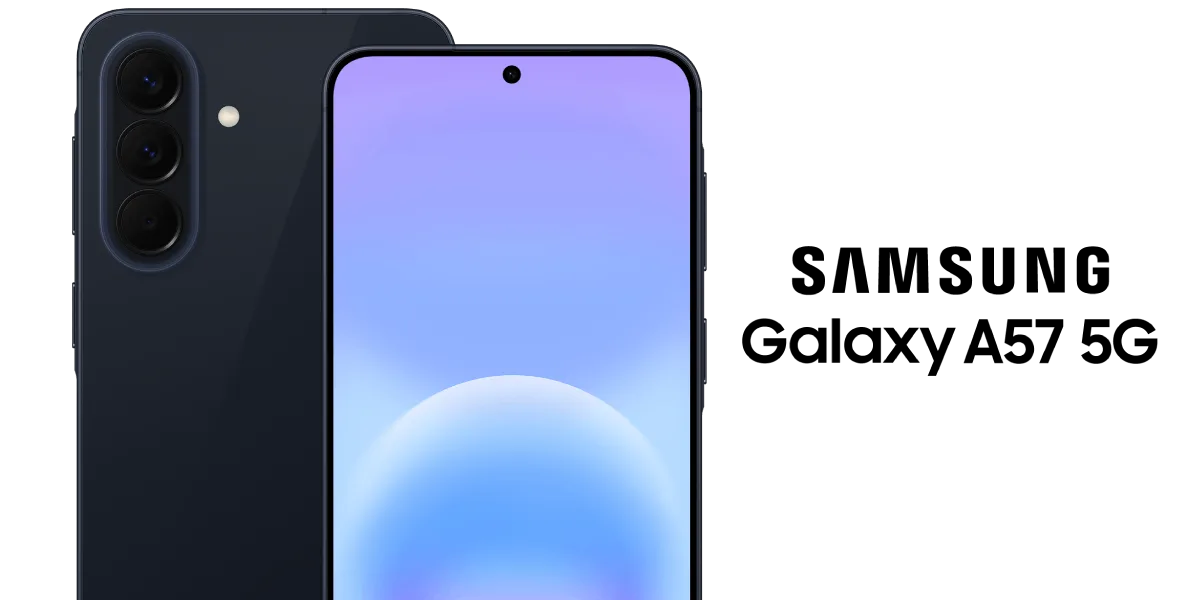 Vue avant et arrière du Samsung Galaxy A57 avec logo