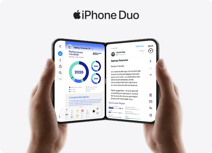 Appareil iPhone Duo avec le logo du produit au-dessus