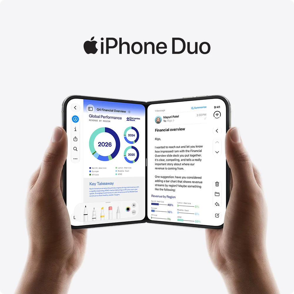 iPhone Duo device with product logo above