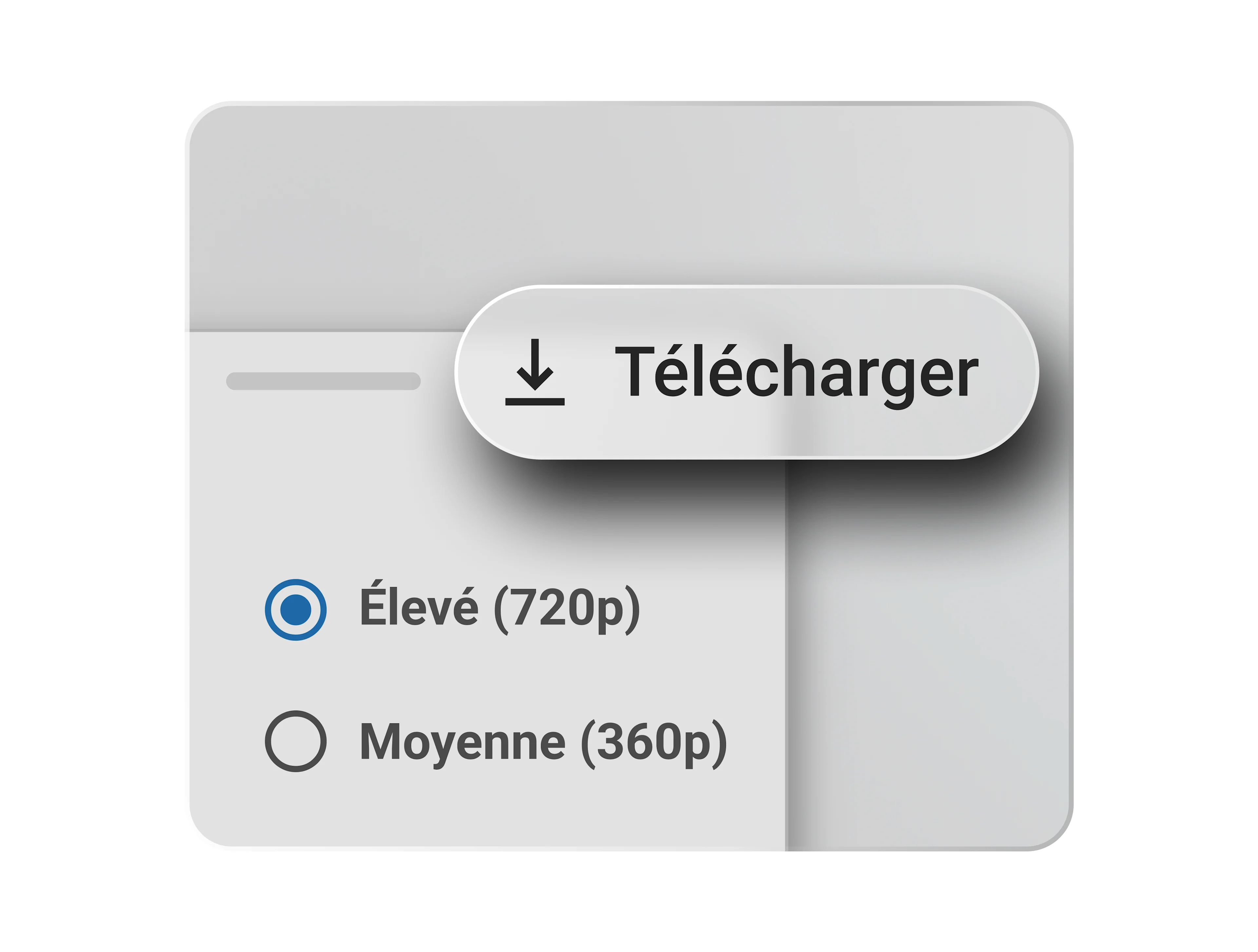 Un écran montrant la possibilité de télécharger du contenu de haute qualité.