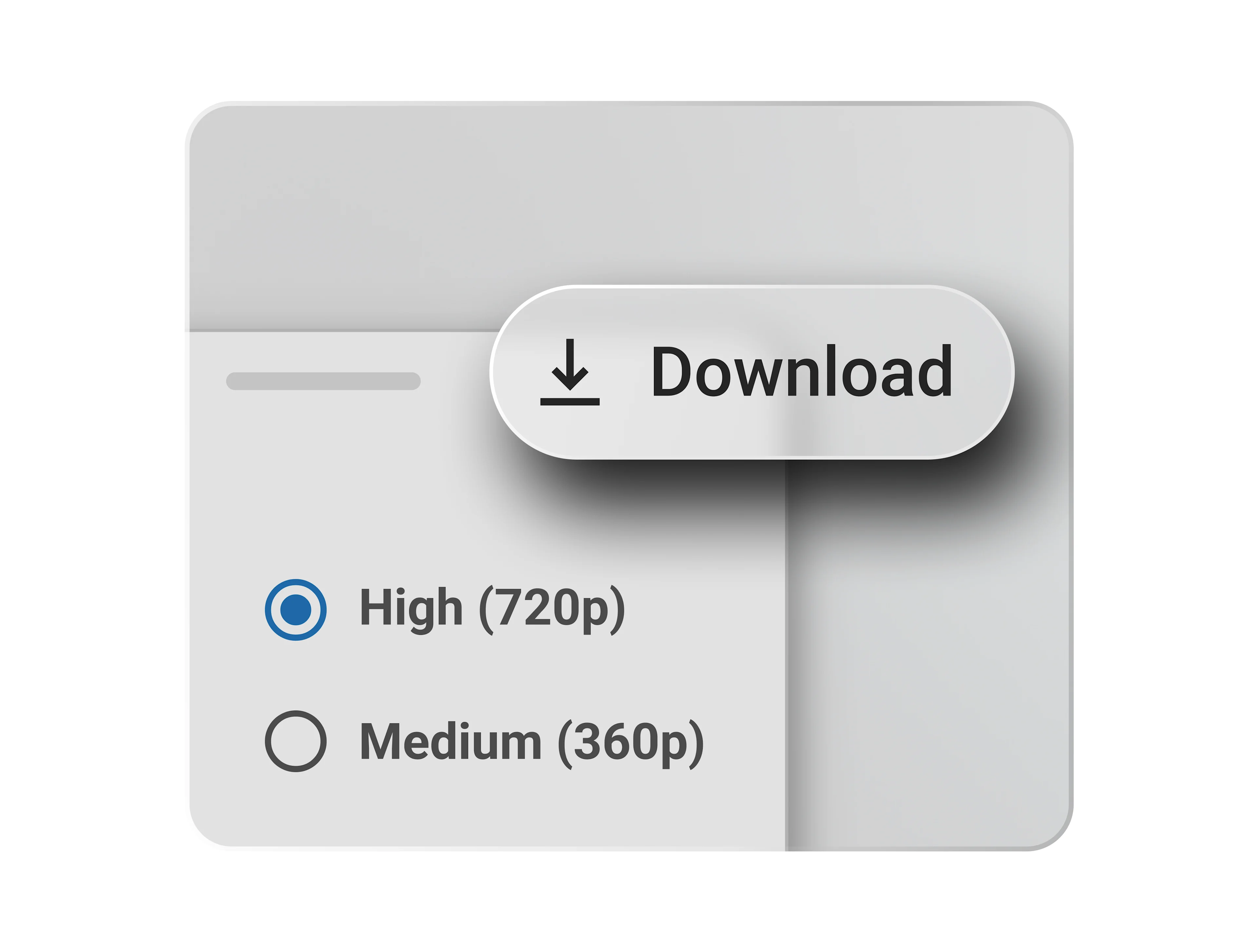 A screen showing the ability to download high-quality content.