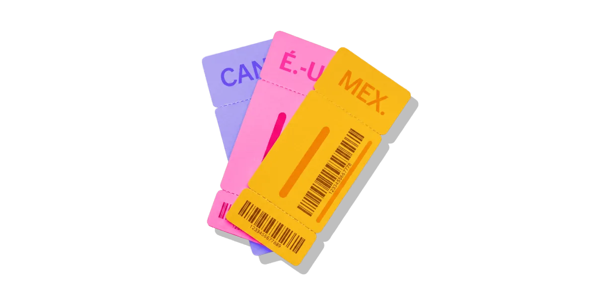 Three tickets to different countries