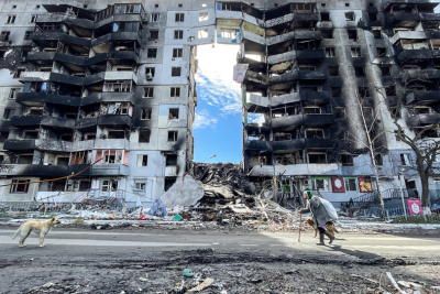 Жилой дом, уничтоженный в результате российских обстрелов в городе Бородянка. Фото: Даниэль Ценг Шоу-Ю / Forum