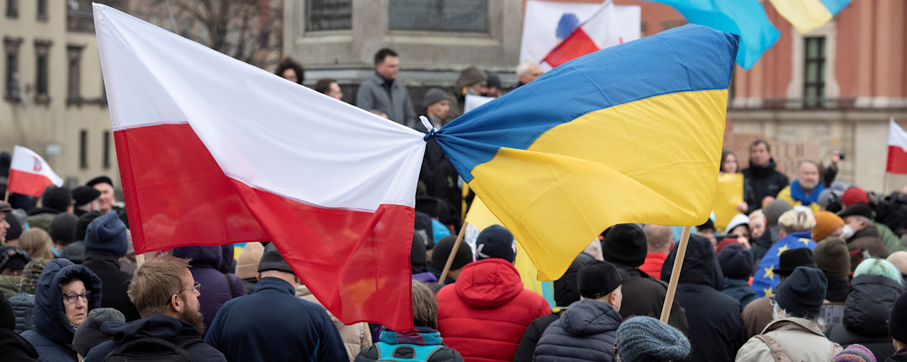 Акция солидарности с Украиной, Варшава, 2022. Фото: Александр Калька / Zuma Press