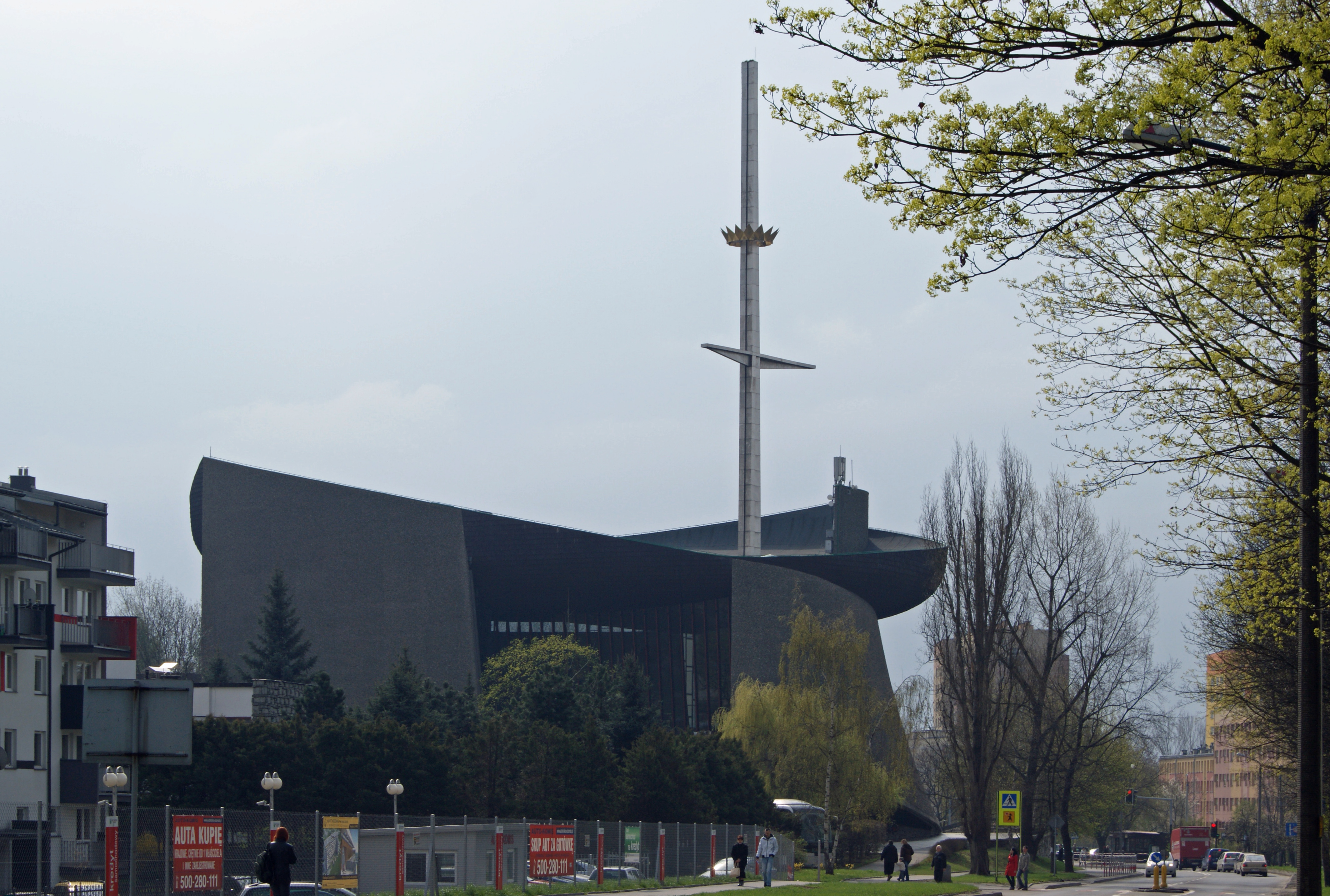 Church of Our Lady the Queen of Poland (Ark of Our Lord), view from N, 1 Obroncow Krzyza street, Nowa Huta, Krakow, Poland (1)