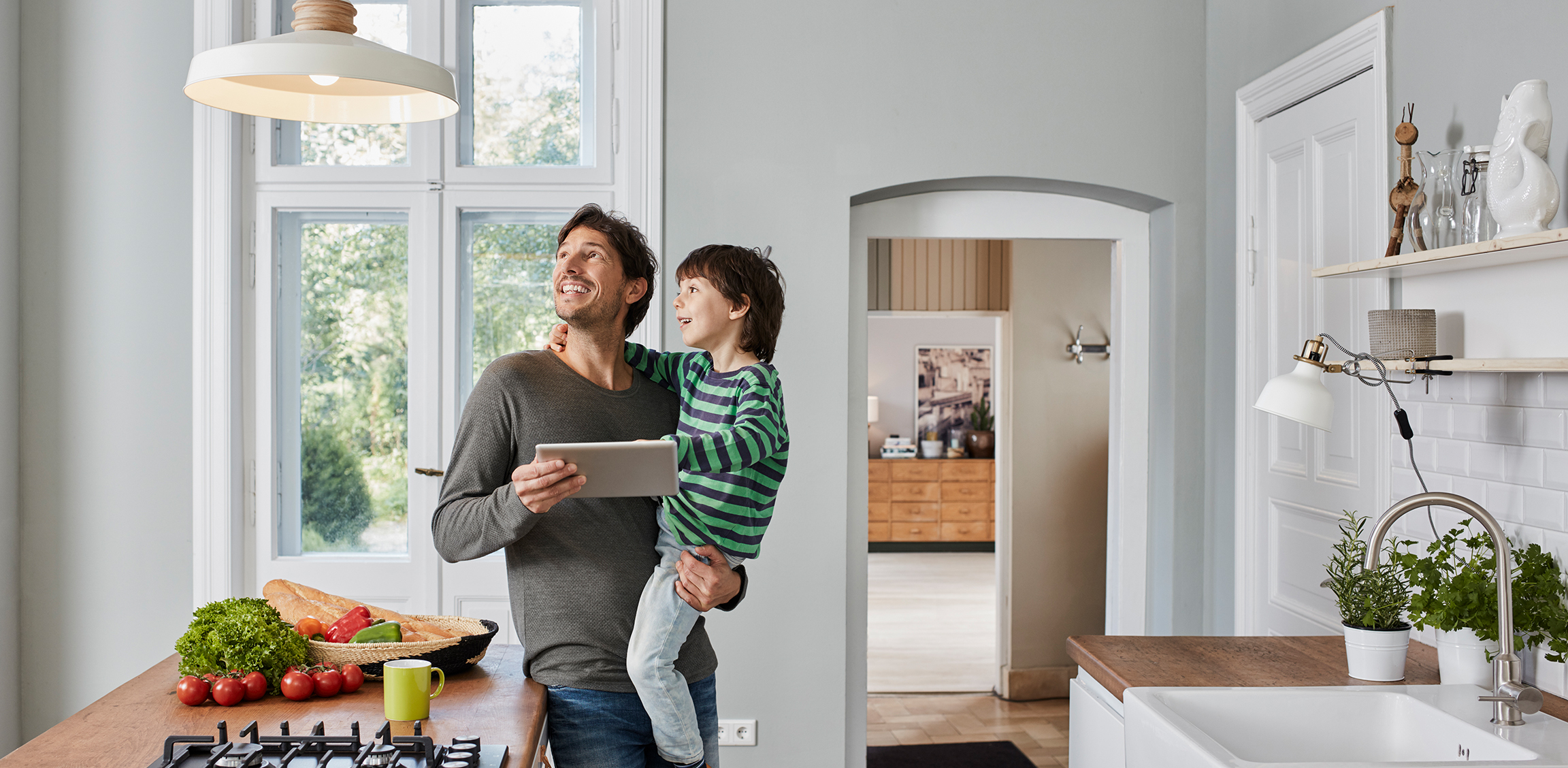 A family enjoys security and automation at home