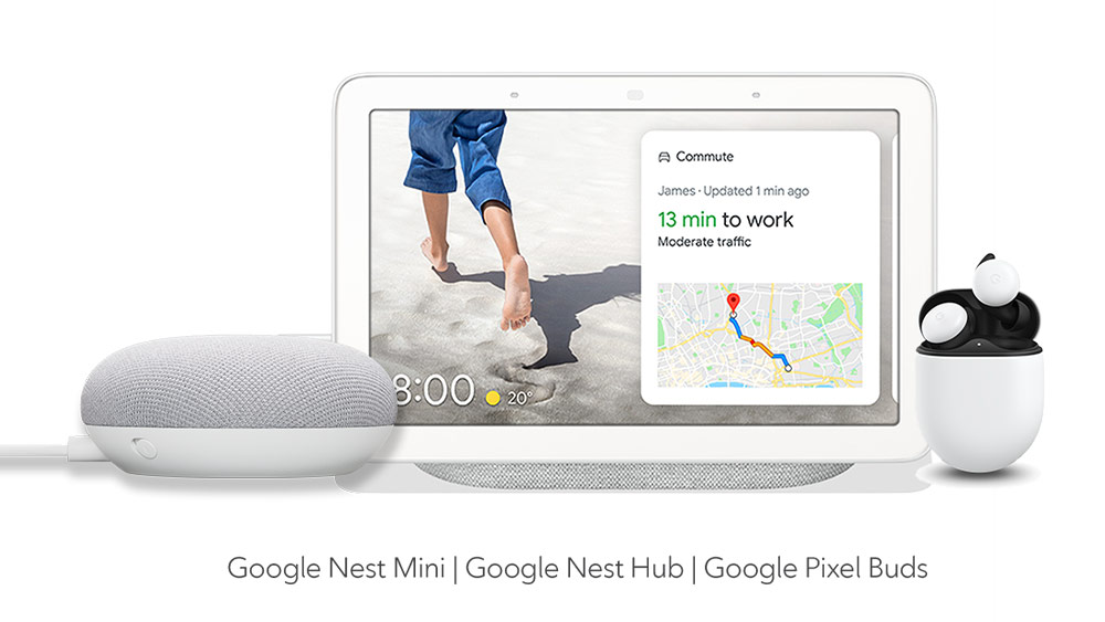 The Google Nest Mini, Nest Hub, and Pixel Buds